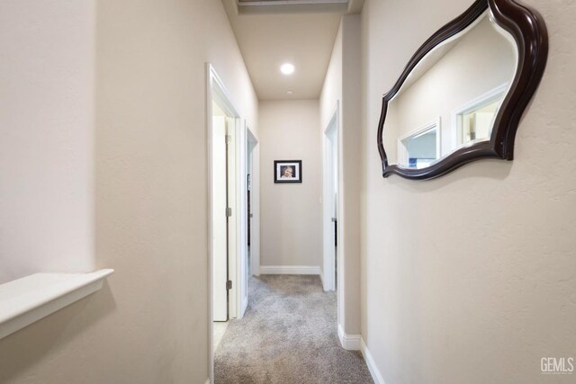 9109 Red Pine Dr, Shafter, CA 93263 - hall with baseboards, carpet flooring, and recessed lighting