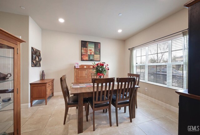 9109 Red Pine Dr, Shafter, CA 93263 - dining space featuring light tile patterned flooring, baseboards, and recessed lighting
