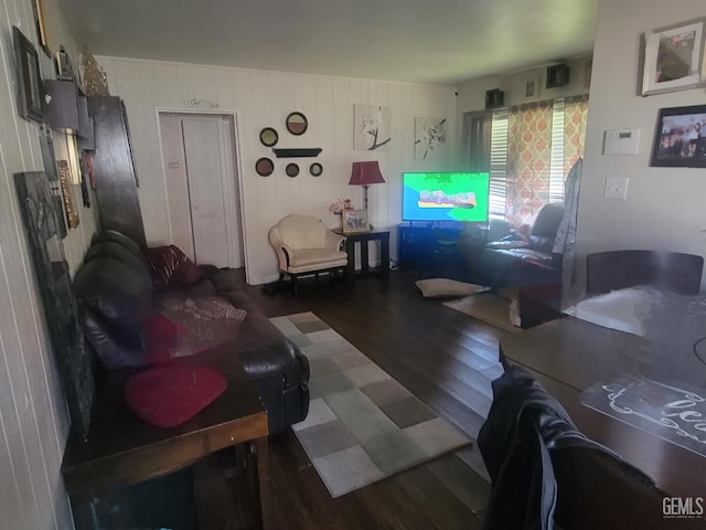 living room featuring dark hardwood / wood-style floors