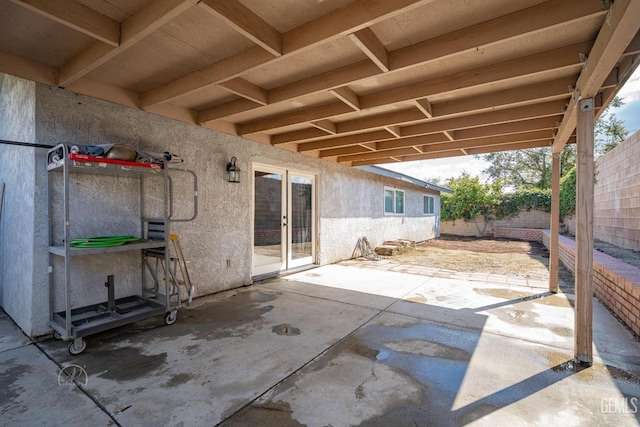 view of patio / terrace featuring french doors and a fenced backyard