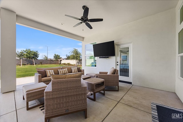 16711 Keystone Pl, Bakersfield, CA 93314 - view of patio featuring an outdoor living space and ceiling fan