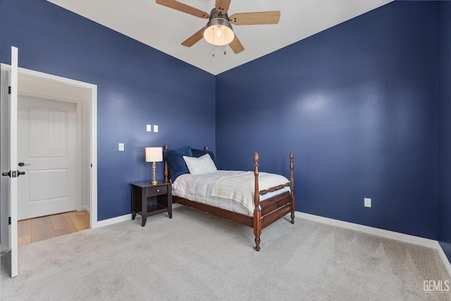 16711 Keystone Pl, Bakersfield, CA 93314 - bedroom featuring carpet floors, ceiling fan, and vaulted ceiling
