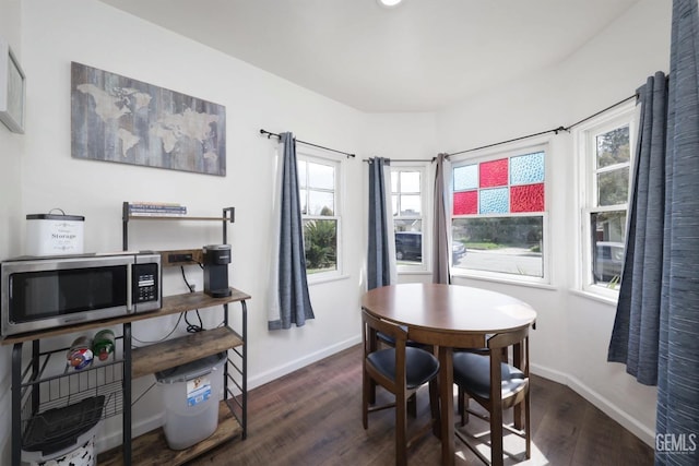 dining room featuring baseboards and wood finished floors