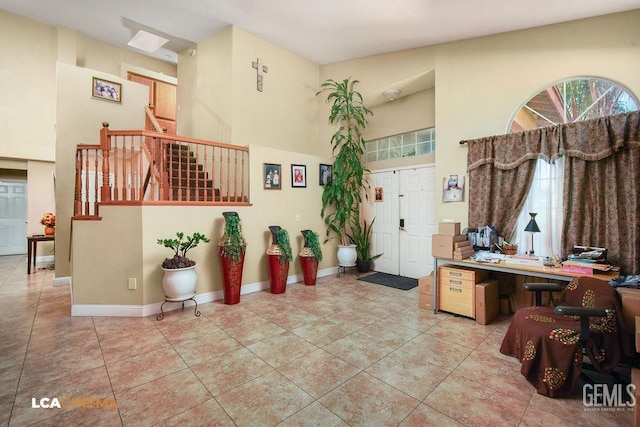 entryway with tile patterned floors