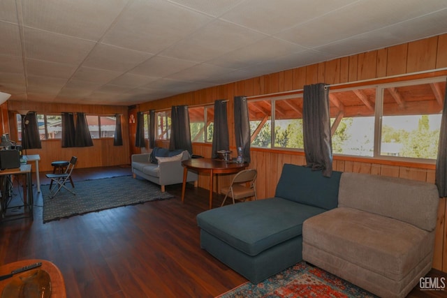 living room with hardwood / wood-style flooring