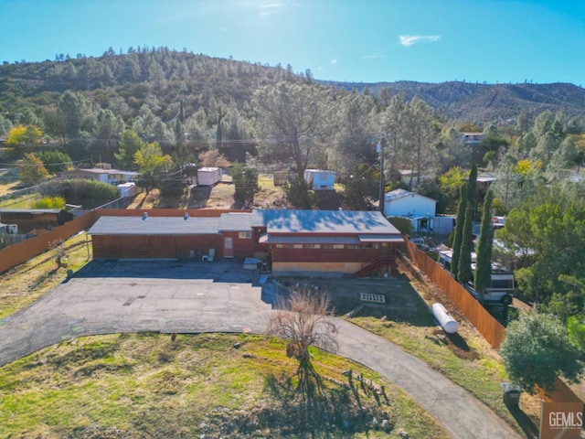 drone / aerial view with a mountain view