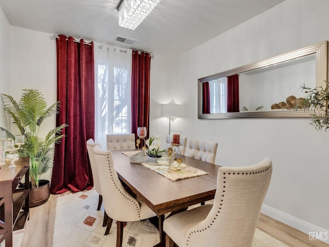 dining room with light wood-type flooring