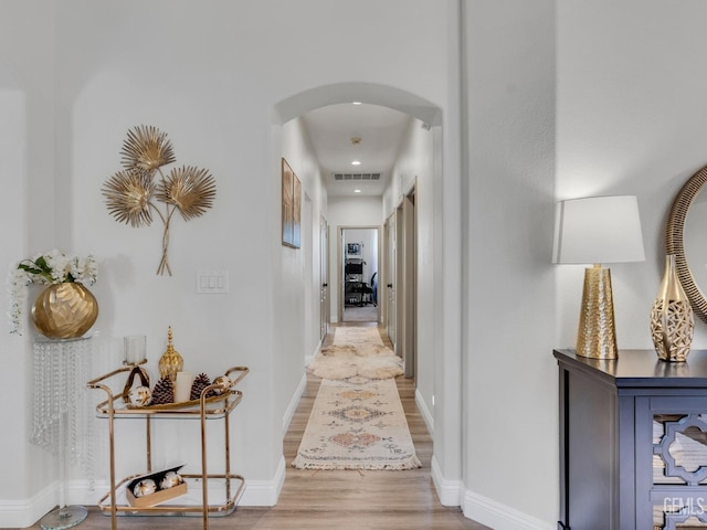 hall featuring light wood-type flooring