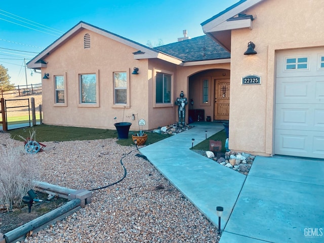 exterior space featuring a garage