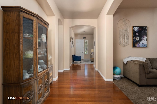 hall featuring dark hardwood / wood-style flooring