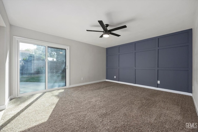 3112 Harrogate Ln, Bakersfield, CA 93309 - carpeted empty room featuring a decorative wall and a ceiling fan