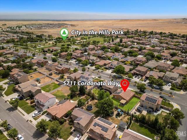 5711 Cordonata Way, Bakersfield, CA 93306 - aerial overview of property's location with nearby suburban area