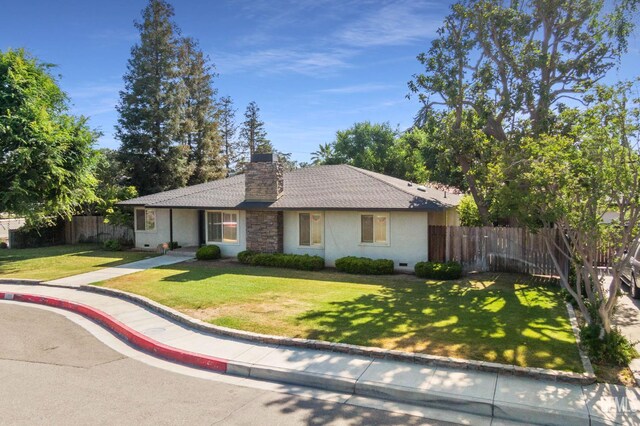 2330 Myrtle St, Bakersfield, CA 93301 - ranch-style home with a chimney, crawl space, and stucco siding