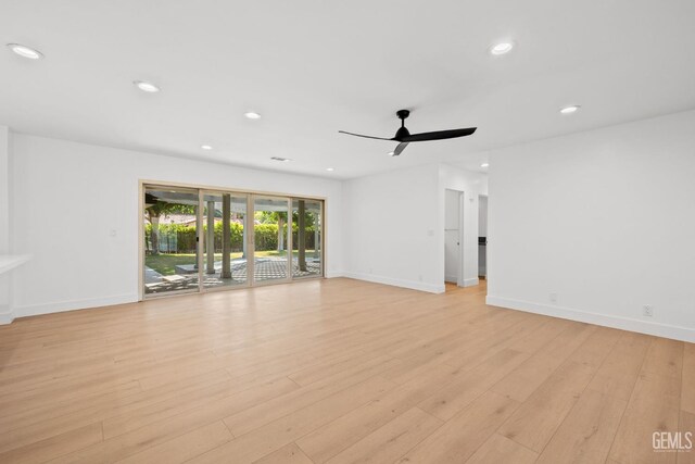 2330 Myrtle St, Bakersfield, CA 93301 - unfurnished room with recessed lighting, light wood-style flooring, ceiling fan, and baseboards