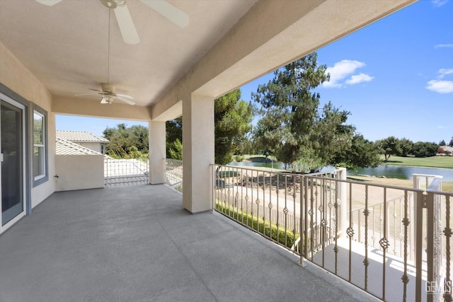 2120 Wedgemont Pl, Bakersfield, CA 93311 - view of patio / terrace featuring ceiling fan and a water view