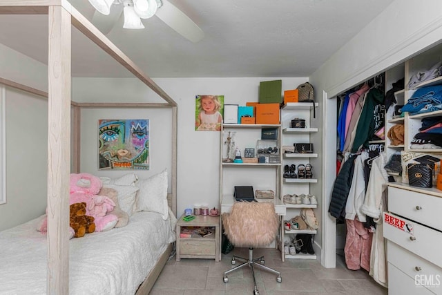 854 Vineland Rd, Bakersfield, CA 93306 - tiled bedroom with ceiling fan
