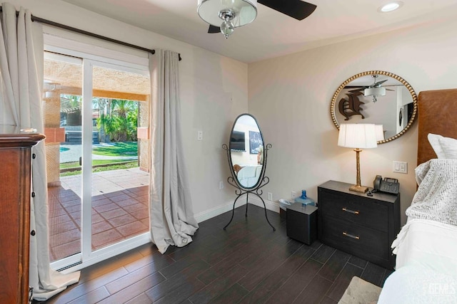 854 Vineland Rd, Bakersfield, CA 93306 - doorway with a ceiling fan and dark wood-style flooring