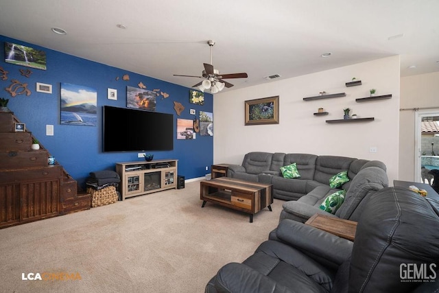 9311 Caliente Creek Ct, Bakersfield, CA 93311 - living area with carpet and ceiling fan