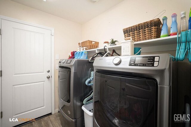9311 Caliente Creek Ct, Bakersfield, CA 93311 - washroom with wood finished floors and separate washer and dryer