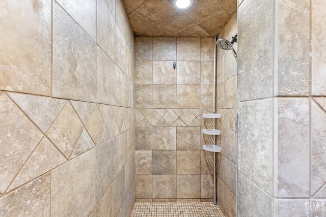 details with a tile shower