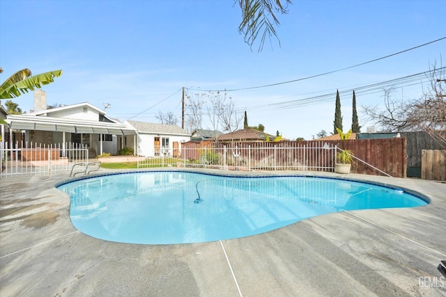 view of swimming pool with a patio