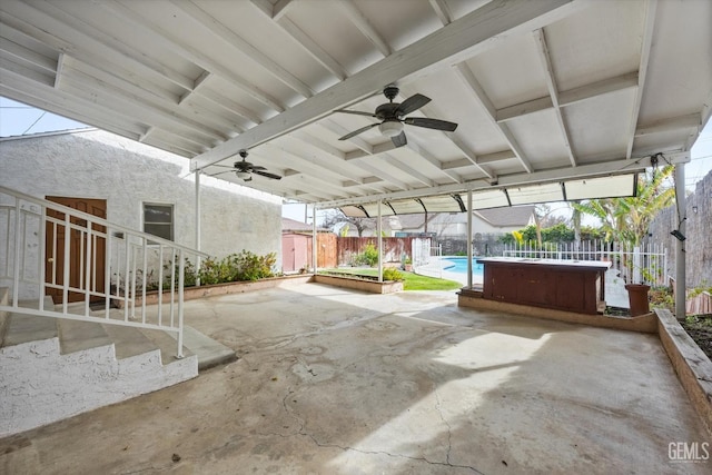 view of patio with ceiling fan