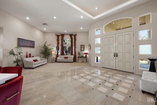 foyer with a high ceiling