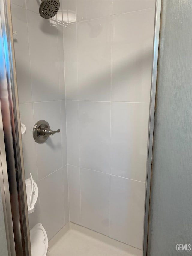 bathroom with a shower stall