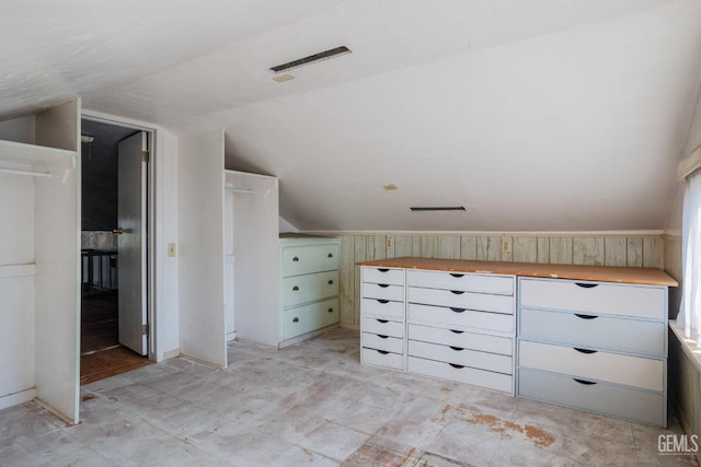 additional living space with vaulted ceiling and visible vents