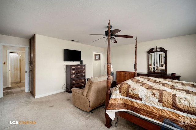 11705 Cactus Dr, Bakersfield, CA 93312 - bedroom with light carpet, a ceiling fan, and baseboards