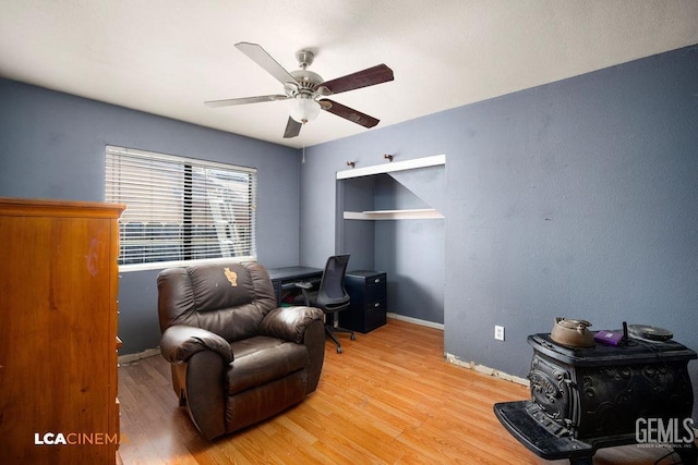 11705 Cactus Dr, Bakersfield, CA 93312 - living area with a ceiling fan, wood finished floors, and baseboards