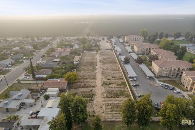 view of aerial view at dusk