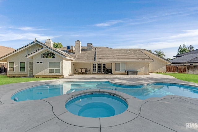 11520 Pinehaven Ave, Bakersfield, CA 93312 - view of pool with a patio, a pool with connected hot tub, and french doors
