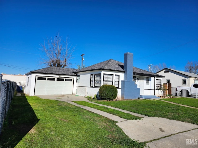209 Bedford Way, Bakersfield, CA 93308 - view of front of house with a garage, concrete driveway, a front yard, and fence