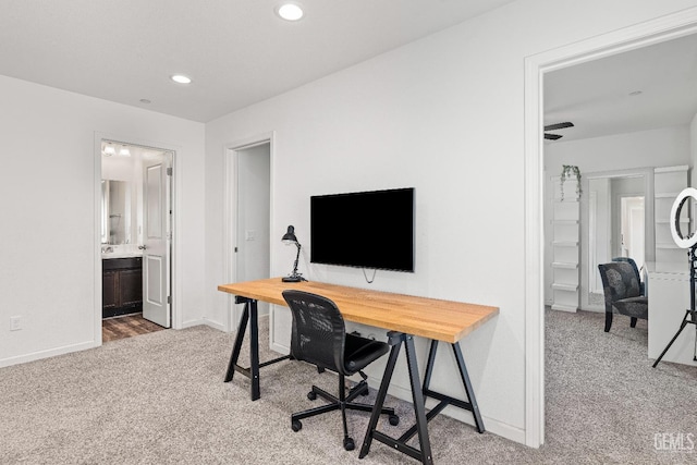 5906 Commonwealth Ave, Bakersfield, CA 93313 - carpeted home office featuring baseboards and recessed lighting
