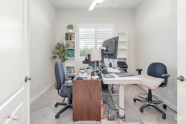 office space with ceiling fan