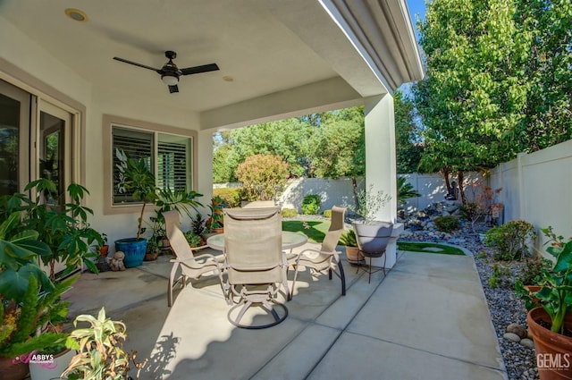 view of patio / terrace with ceiling fan