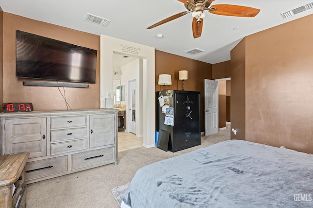 9803 Swansboro Way, Bakersfield, CA 93314 - bedroom with light carpet and ceiling fan