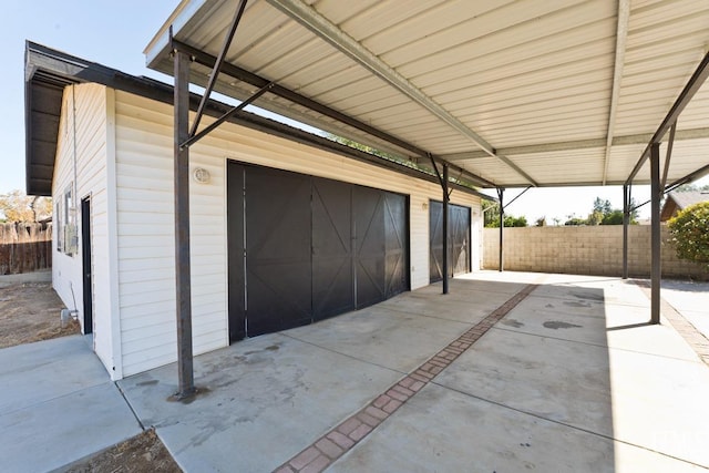 view of garage