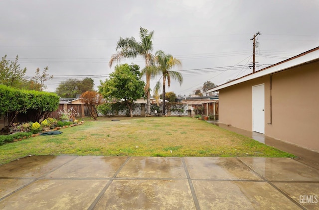 view of yard with a patio area and a fenced backyard