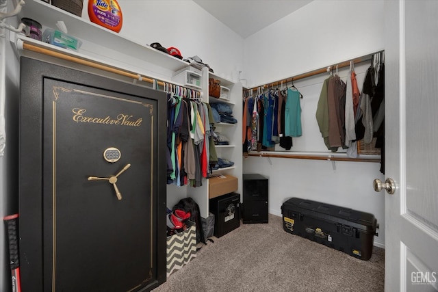 walk in closet featuring carpet
