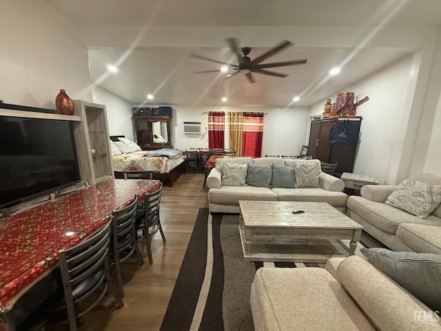 5917 Hawthorn Tree Ln, Bakersfield, CA 93313 - living area with dark wood-style floors and ceiling fan