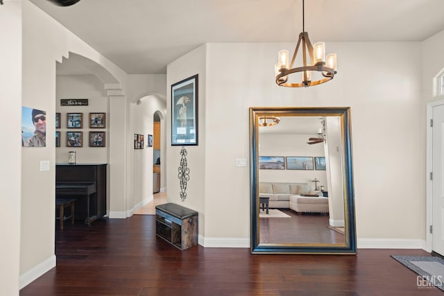 corridor featuring dark hardwood / wood-style flooring