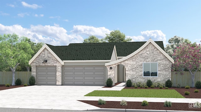 113 Lincoln Ln Unit Fr39, Delano, CA 93215 - view of front of property with an attached garage, stone siding, and driveway