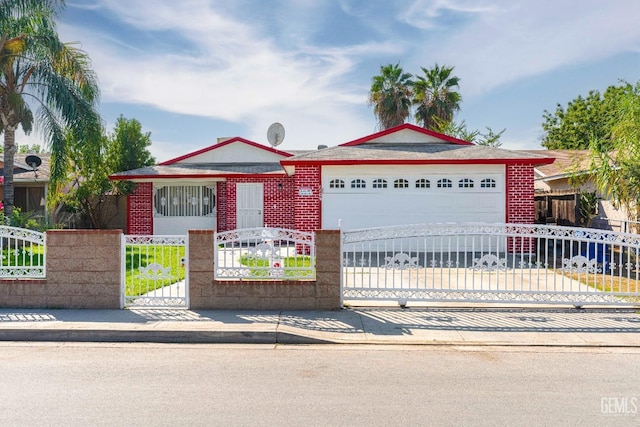 single story home with a garage