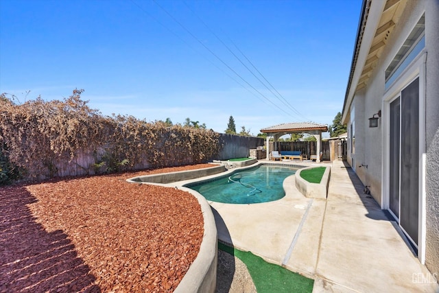 10809 Mirage Dr, Bakersfield, CA 93311 - view of pool featuring a gazebo, a patio, and a fenced backyard