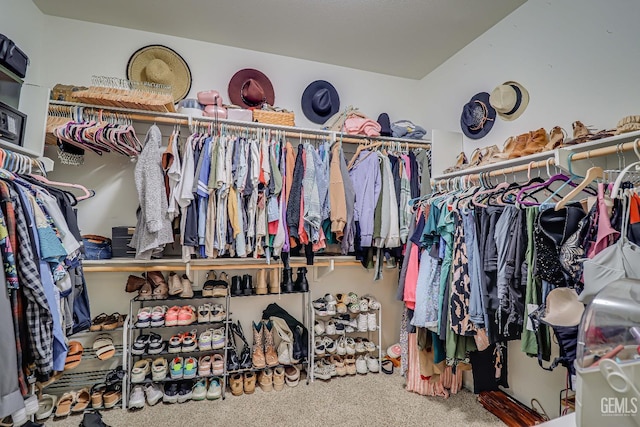 spacious closet with carpet