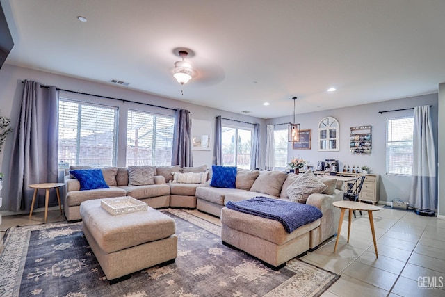 view of tiled living room