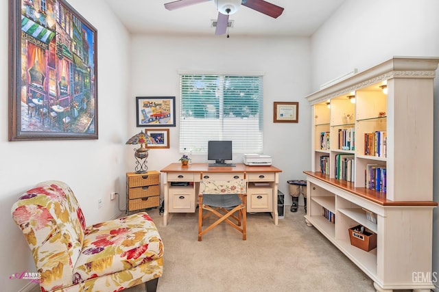5903 Gold Ranch Way, Bakersfield, CA 93306 - office area with a ceiling fan and light colored carpet