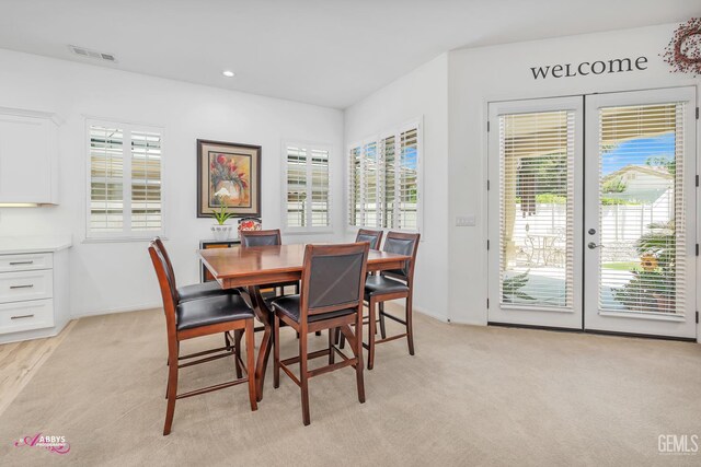 5903 Gold Ranch Way, Bakersfield, CA 93306 - dining room featuring french doors, light carpet, and recessed lighting